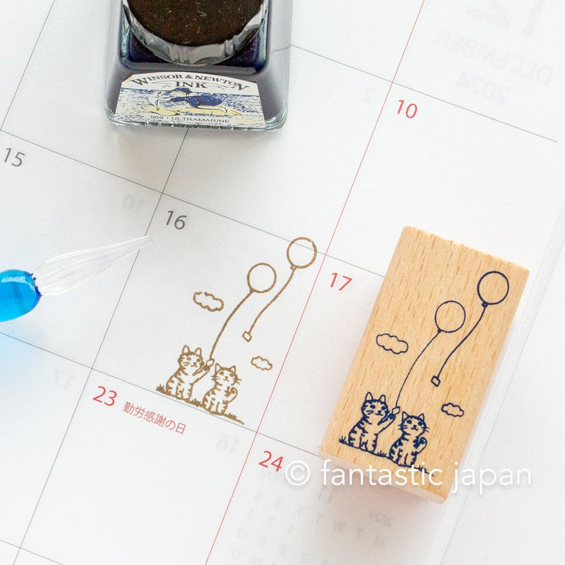 Pottering cat stamp large -balloon-