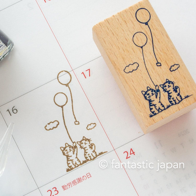 Pottering cat stamp large -balloon-