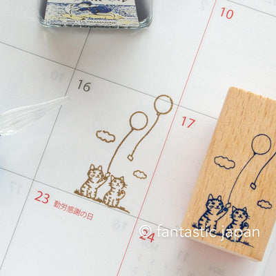 Pottering cat stamp large -balloon-