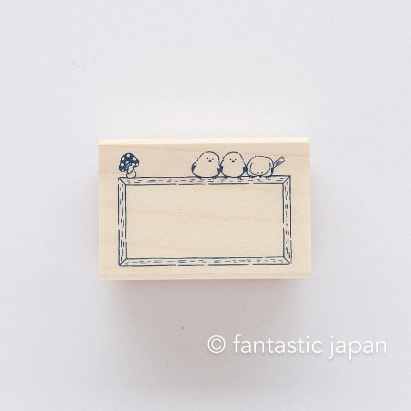 Rubber stamp -long tailed tits on the frame-