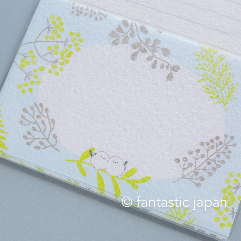 Japanese washi letter writing set -long tailed tit- / FURUKAWA SHIKO/