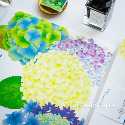 Japanese Echizen washi letter pad and envelops -hydrangea-
