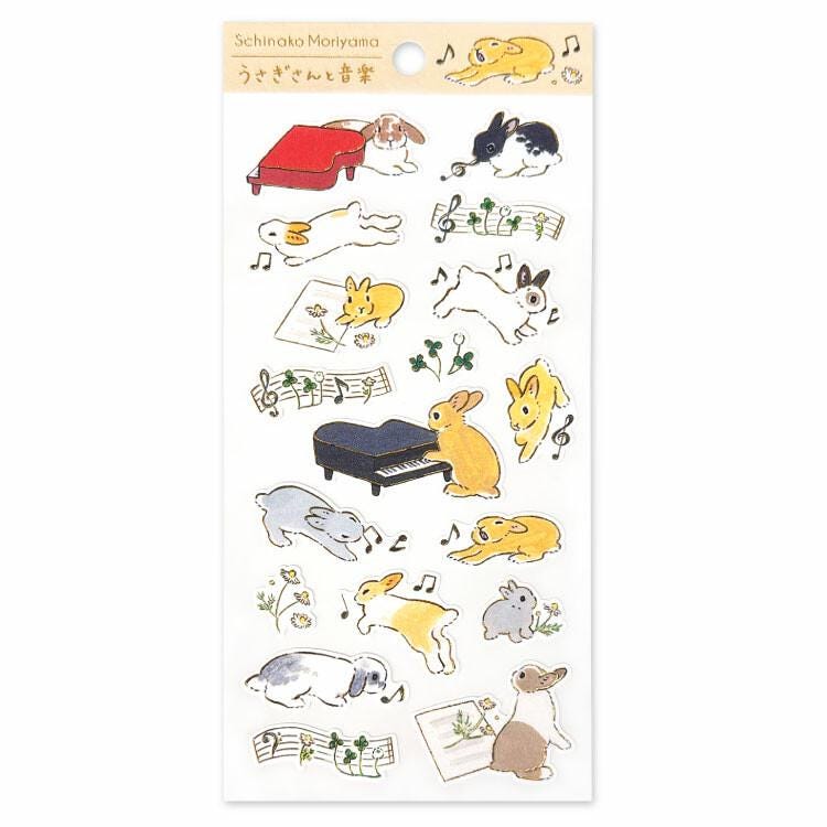 Schinako Moriyama washi sticker -Rabbits and music-