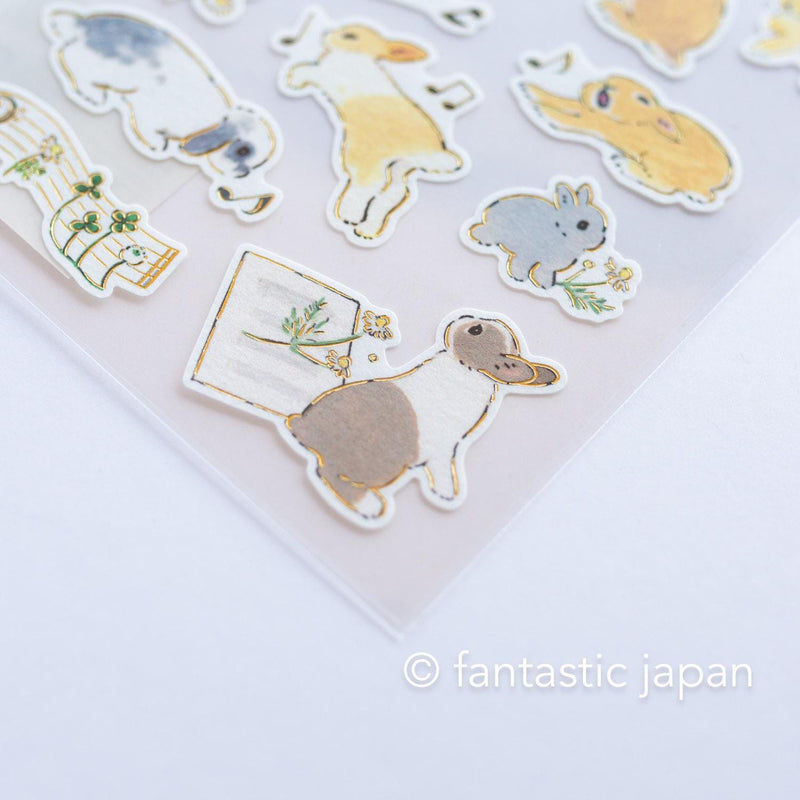 Schinako Moriyama washi sticker -Rabbits and music-