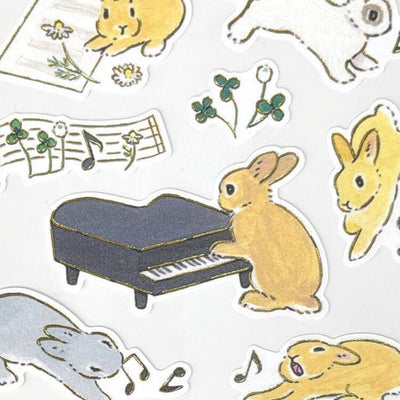 Schinako Moriyama washi sticker -Rabbits and music-
