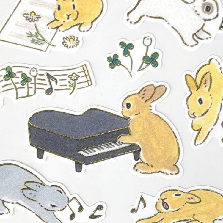 Schinako Moriyama washi sticker -Rabbits and music-