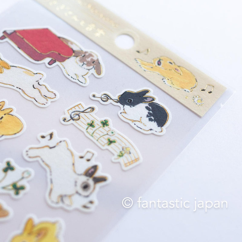 Schinako Moriyama washi sticker -Rabbits and music-