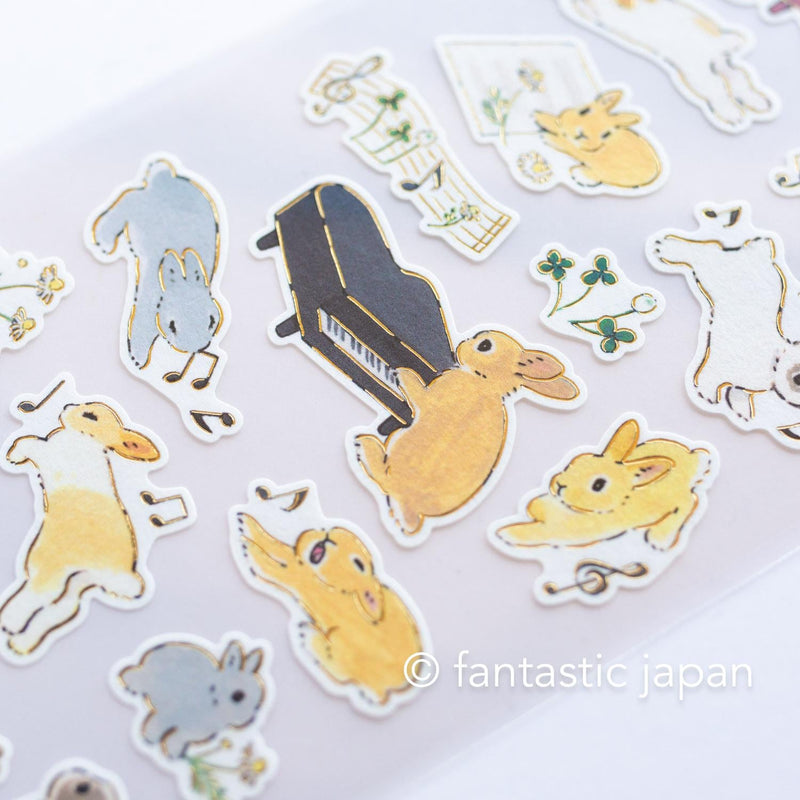 Schinako Moriyama washi sticker -Rabbits and music-