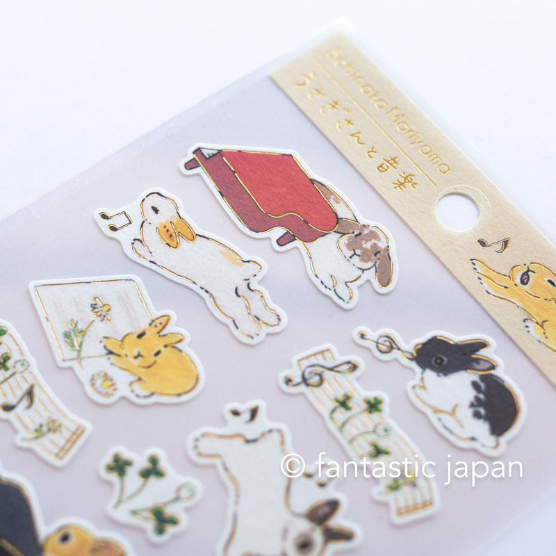 Schinako Moriyama washi sticker -Rabbits and music-