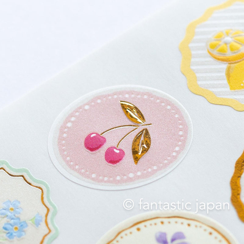 Washi sticker -flower and fruits in frame-