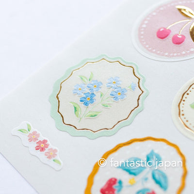 Washi sticker -flower and fruits in frame-