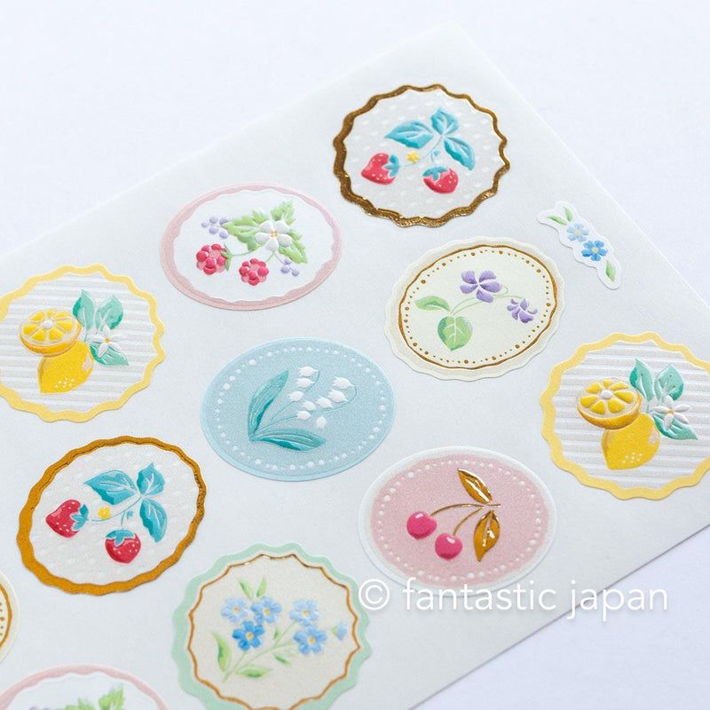 Washi sticker -flower and fruits in frame-