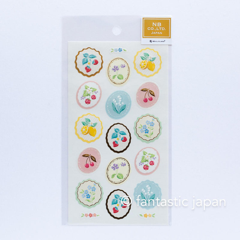 Washi sticker -flower and fruits in frame-