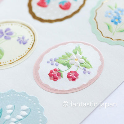 Washi sticker -flower and fruits in frame-