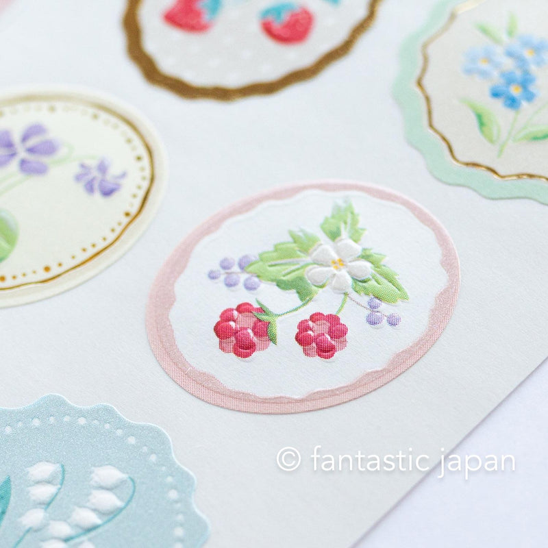Washi sticker -flower and fruits in frame-