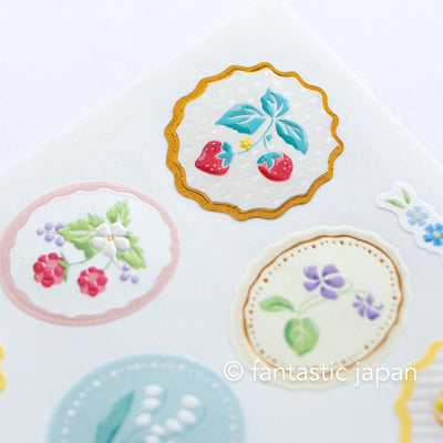Washi sticker -flower and fruits in frame-