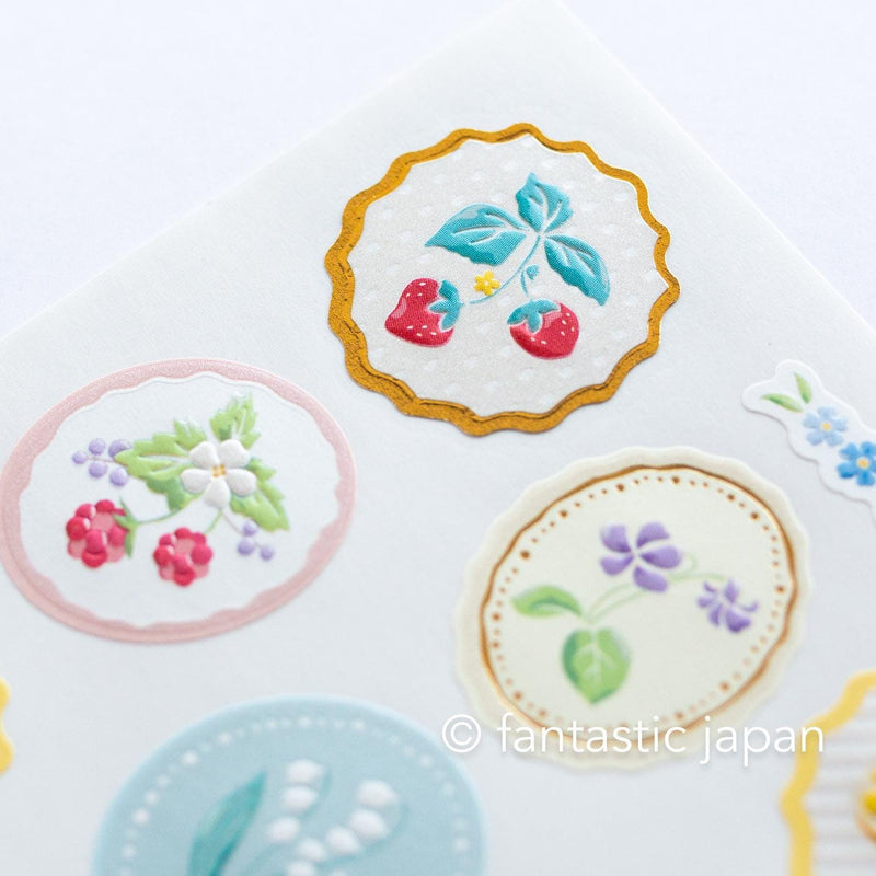 Washi sticker -flower and fruits in frame-