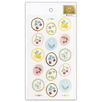 Washi sticker -flower and fruits in frame-