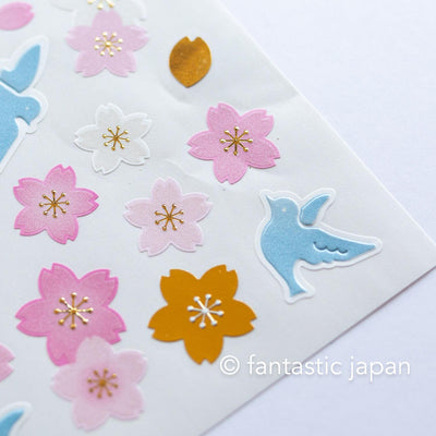 Washi sticker -blue bird and cherry blossoms-