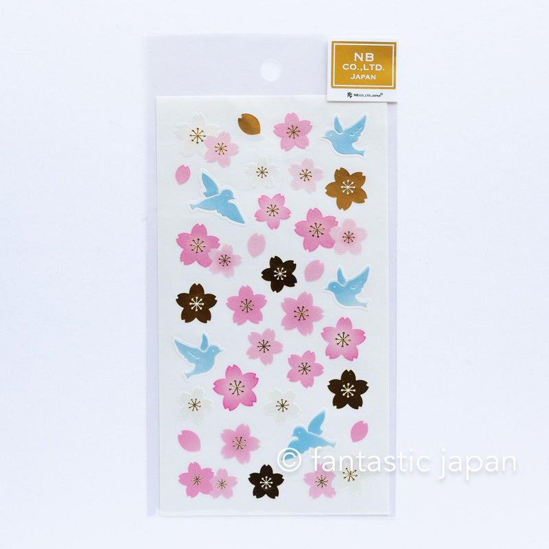 Washi sticker -blue bird and cherry blossoms-