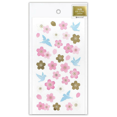 Washi sticker -blue bird and cherry blossoms-