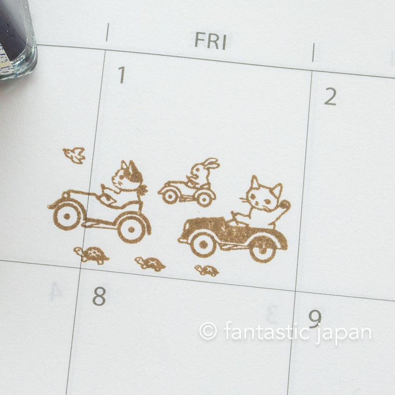 Pottering cat stamp large -pedal car-