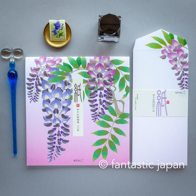 Japanese Iyo washi letter pad and envelops -wisteria-