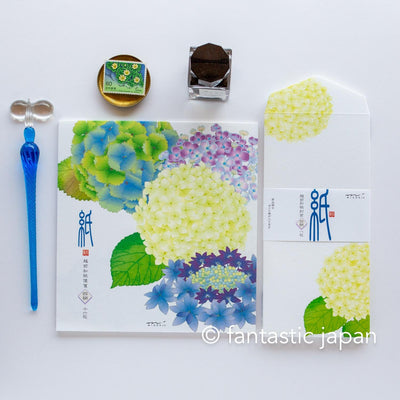 Japanese Echizen washi letter pad and envelops -hydrangea-