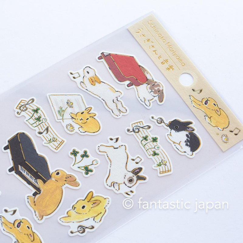 Schinako Moriyama washi sticker -Rabbits and music-