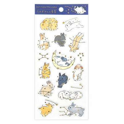 Schinako Moriyama washi sticker -Rabbits and starry sky-