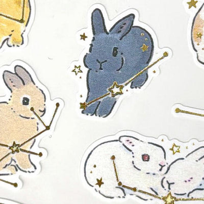Schinako Moriyama washi sticker -Rabbits and starry sky-