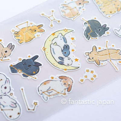 Schinako Moriyama washi sticker -Rabbits and starry sky-