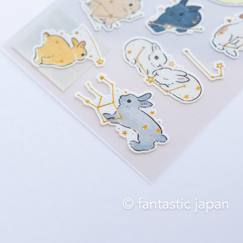 Schinako Moriyama washi sticker -Rabbits and starry sky-