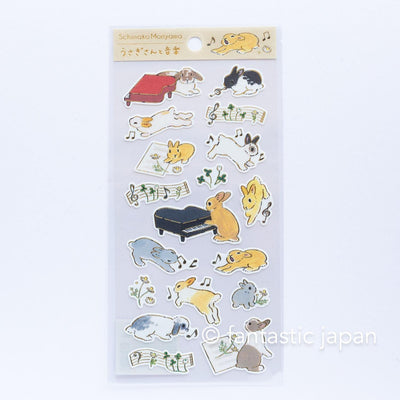 Schinako Moriyama washi sticker -Rabbits and music-