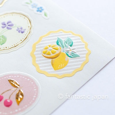 Washi sticker -flower and fruits in frame-