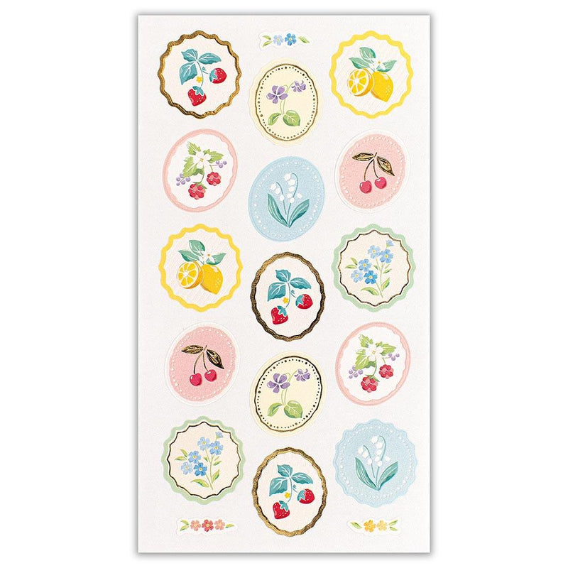 Washi sticker -flower and fruits in frame-