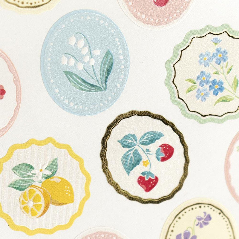 Washi sticker -flower and fruits in frame-