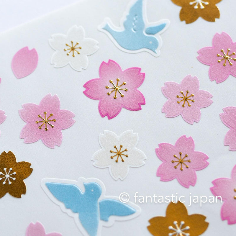 Washi sticker -blue bird and cherry blossoms-