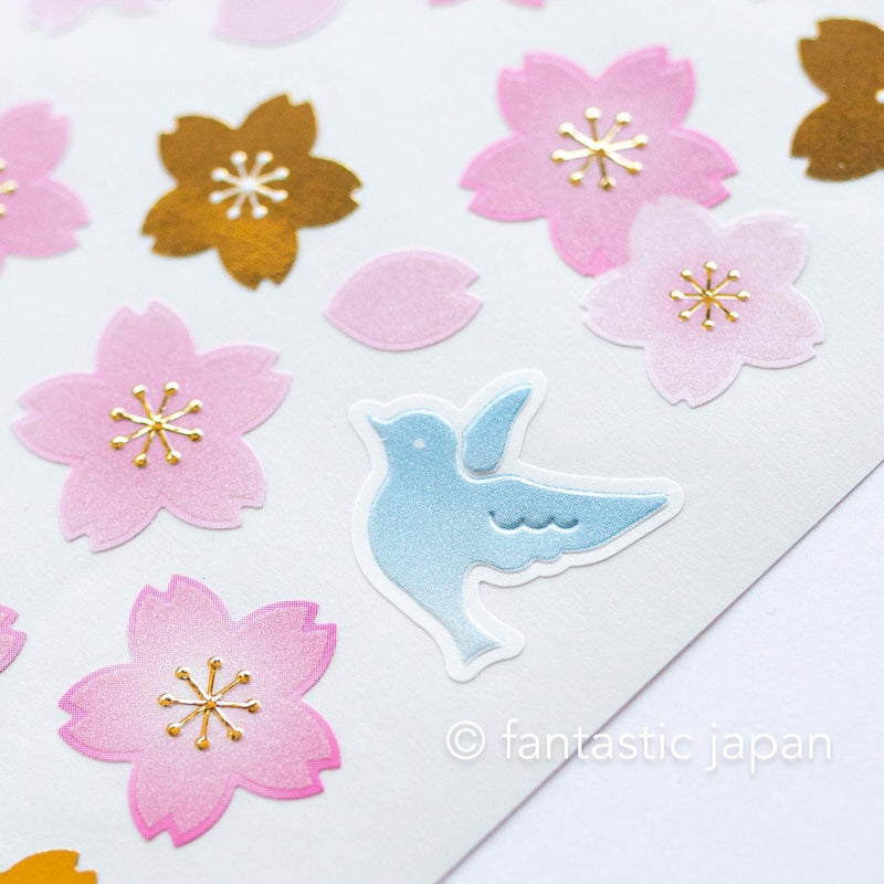 Washi sticker -blue bird and cherry blossoms-