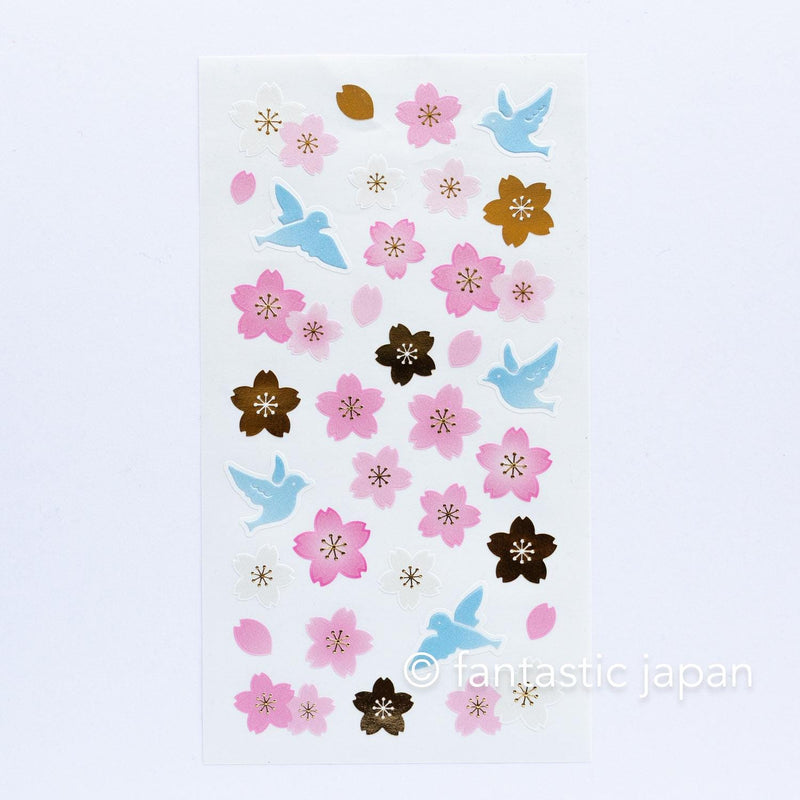 Washi sticker -blue bird and cherry blossoms-