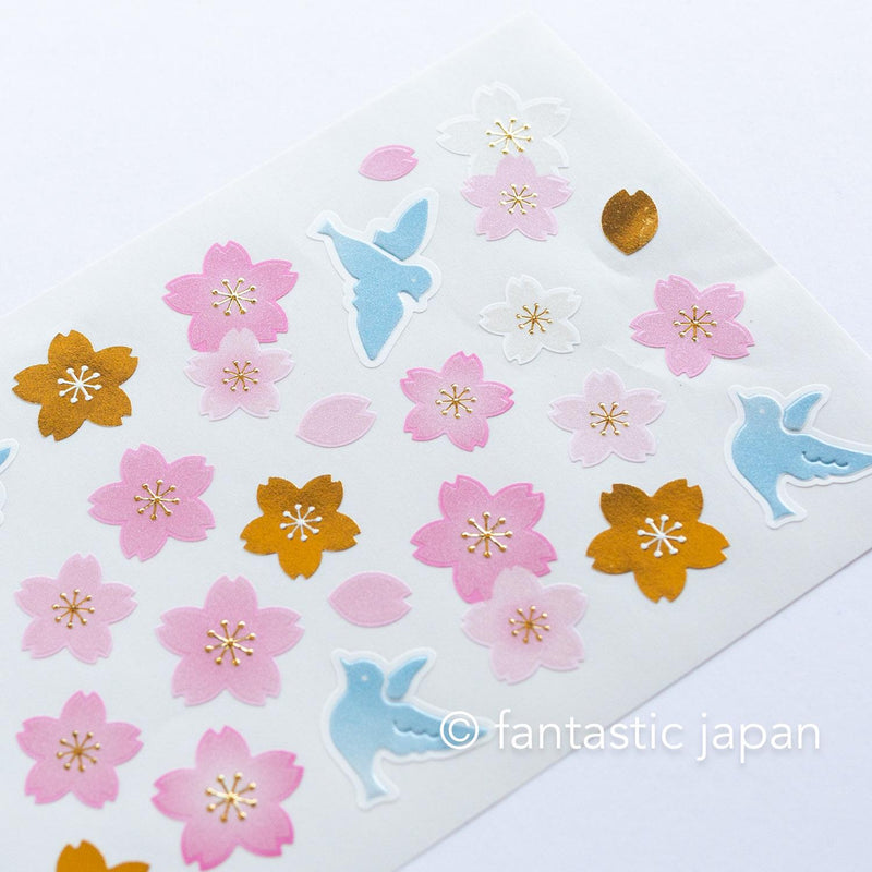Washi sticker -blue bird and cherry blossoms-
