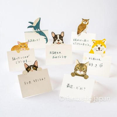 Diecut stand message pad -bicolor cat-