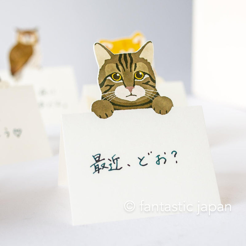 Diecut stand message pad -brown tabby cat-