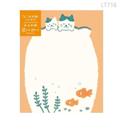 Japanese washi letter writing set -cats and goldfish- / FURUKAWA SHIKO/