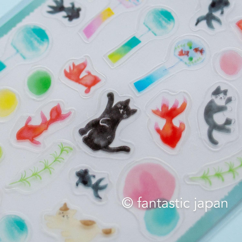Clear sticker -Cats and goldfish- / Furukawa paper