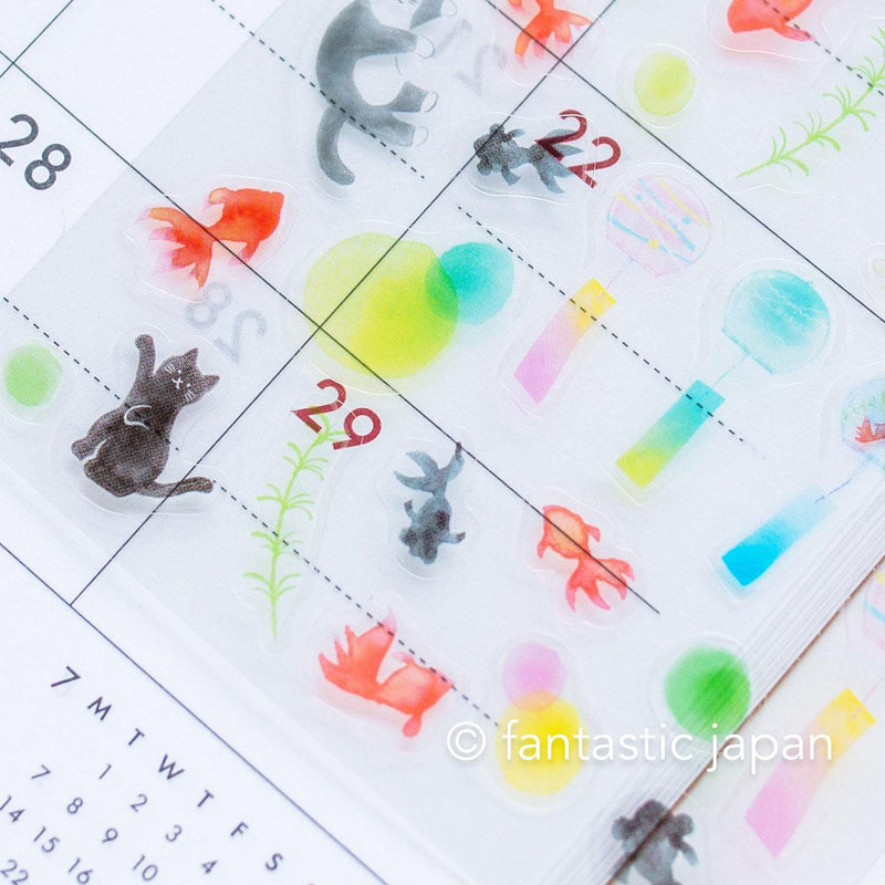 Clear sticker -Cats and goldfish- / Furukawa paper