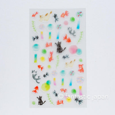 Clear sticker -Cats and goldfish- / Furukawa paper