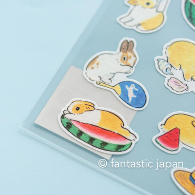 Schinako Moriyama washi sticker -Rabbits and summer vacation-