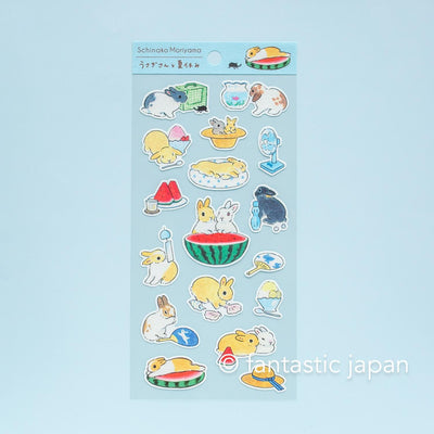 Schinako Moriyama washi sticker -Rabbits and summer vacation-