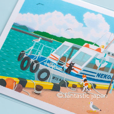 tabi-neko post card -ferry port-
